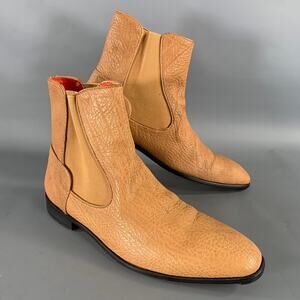 PAOLO SHOES Size 10 Tan Purple Crackled Leather Chelsea Boots